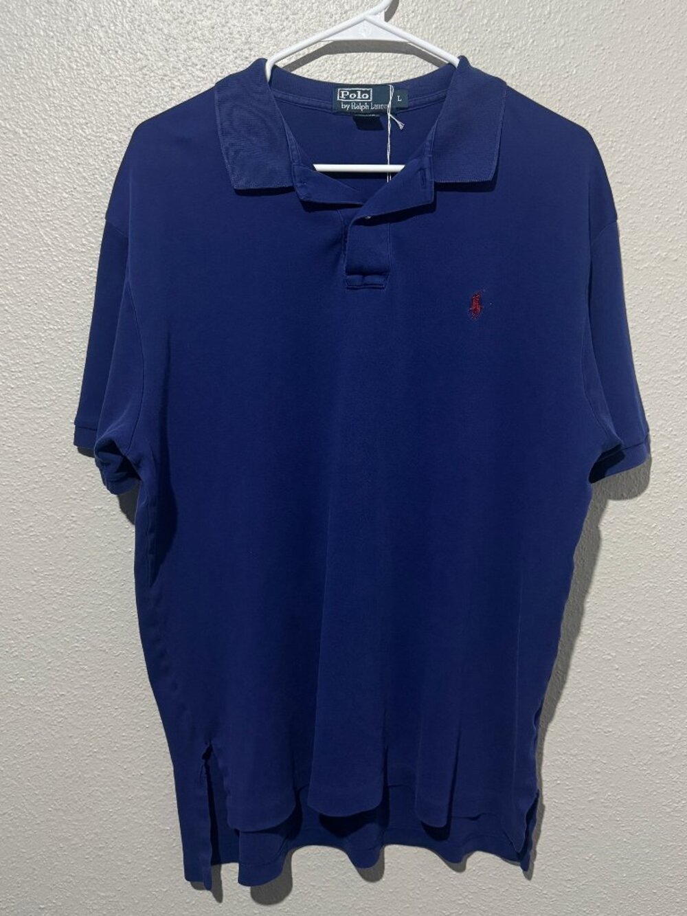 Vintage Polo Ralph Lauren Men’s Blue Polo Shirt Red Pony 100% Cotton Size L
